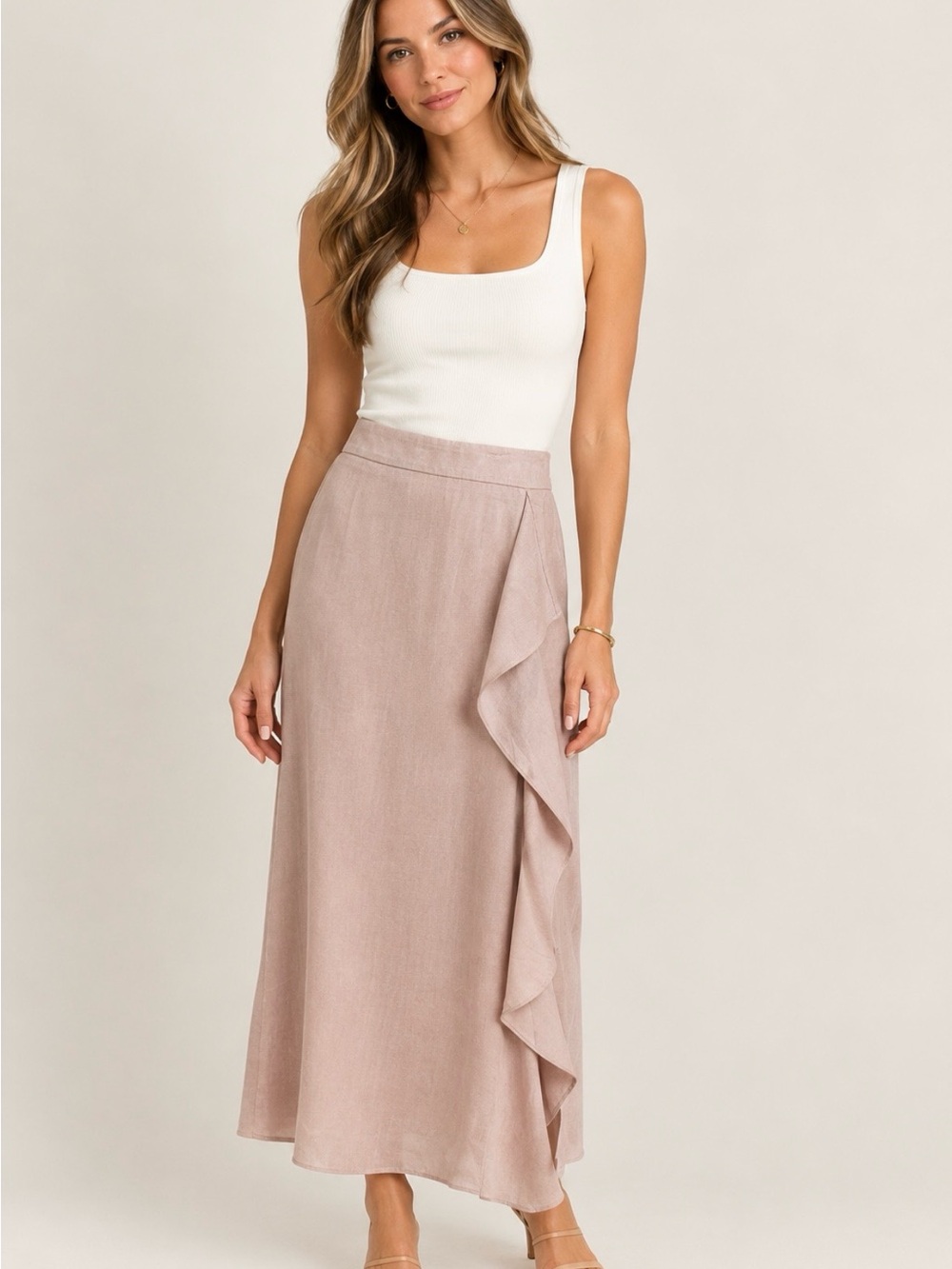 J. Crew Dusty Rose Waterfall Maxi Skirt
